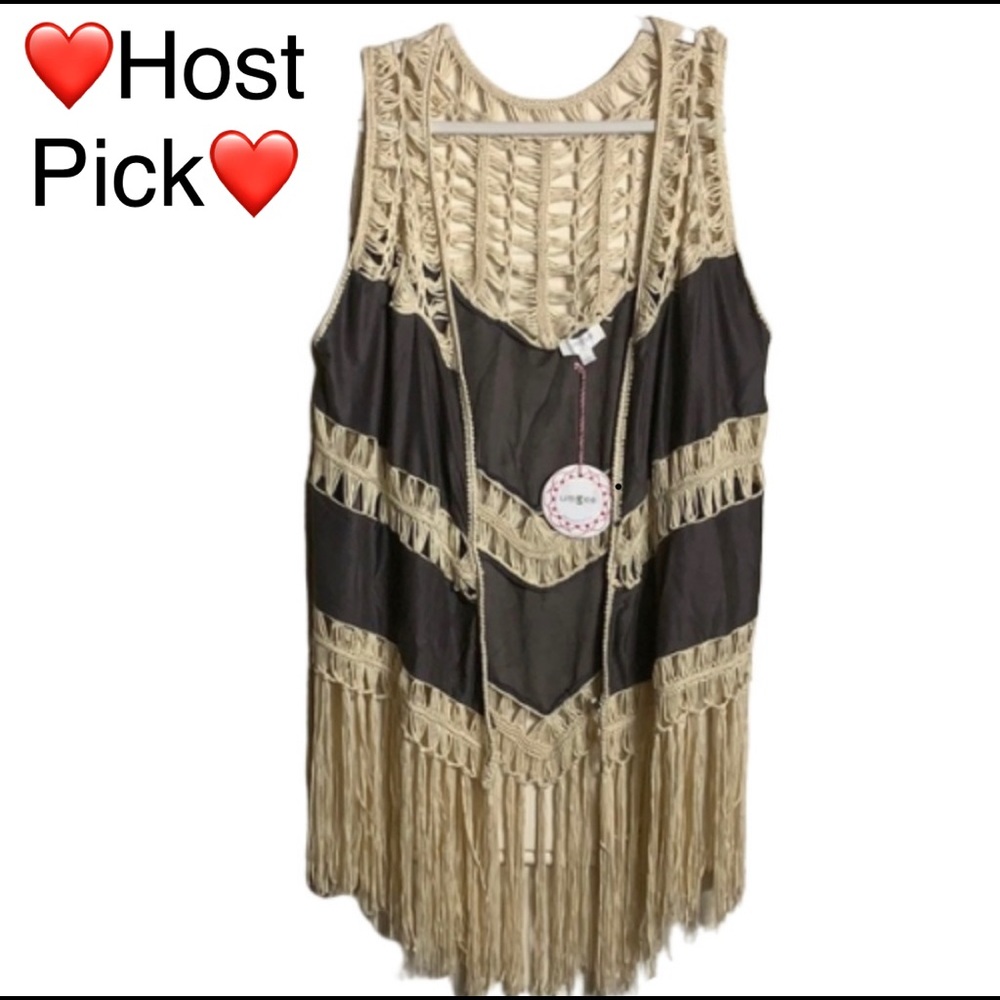 NWT Umgee Women’s Boho Sleeveless Jacket Top Large NEW